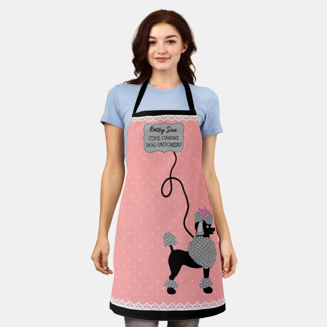 Poodle Skirt Cute Custom Retro 50s Dog Groomer Apron (Worn)