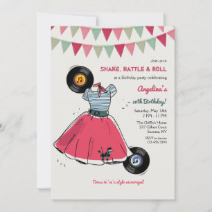 Poodle Skirt Hop Party Invitation
