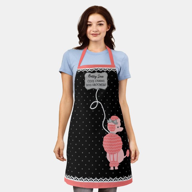 Poodle Skirt Retro 50s Dog Groomer Custom Black Apron (Worn)