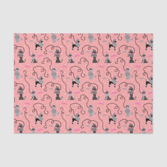 Poodle Skirt Retro Dogs Pink and Black 50s Pattern Tissue Paper (Front)