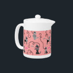 Poodle Skirt Retro Pink and Black 50s Pattern<br><div class="desc">This cute French poodle teapot design is derived from the classic poodle skirts of the 1950s. The pretty black poodle dog has grey pompons of fur with polka dots and a black stencil-style leash. It all rests on a vintage pink background with a light pink polka-dotted effect. This modern, mid-century,...</div>