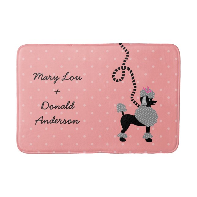 Poodle Skirt Retro Pink and Black 50s Pattern Bath Mat (Front)