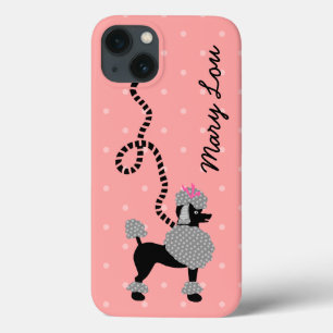 Poodle Skirt Retro Pink and Black 50s Personalised iPhone 13 Case