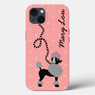 Poodle Skirt Retro Pink and Black 50s Personalised iPhone 13 Case