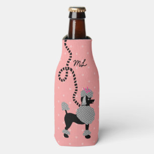 Poodle Skirt Retro Pink Black 50s Mod Monogram Bottle Cooler