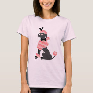 Poodle Skirt Retro Pink Grey Sitting 50s Dog T-Shirt