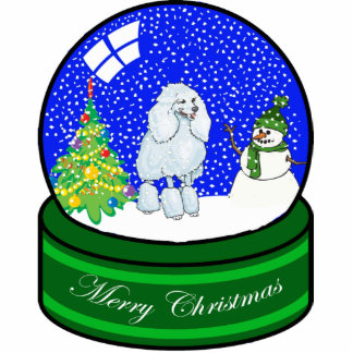 poodle snow globe photo sculpture decoration
