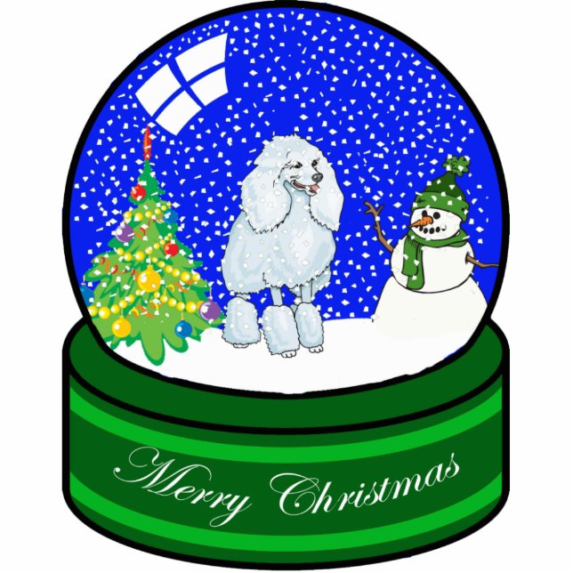 poodle snow globe photo sculpture decoration (Front)