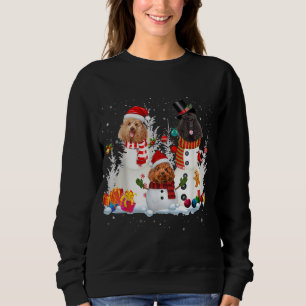Poodle Snowman Christmas Lights Santa Dog Xmas Paj Sweatshirt