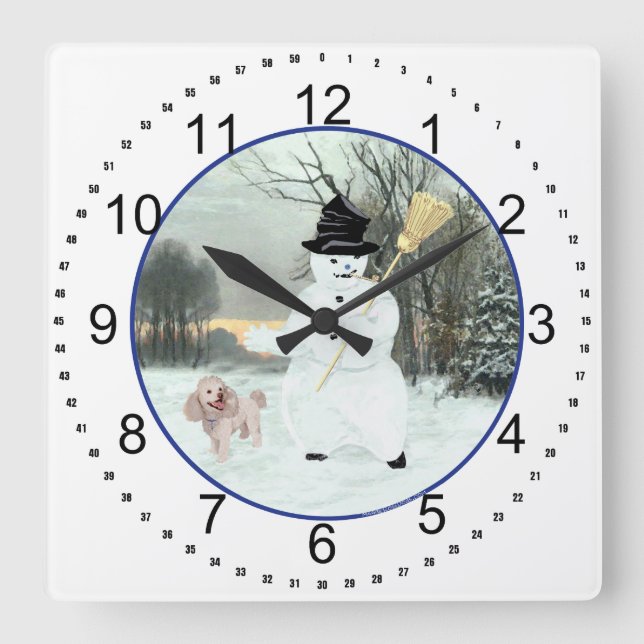 Poodle Square Wall Clock (Front)