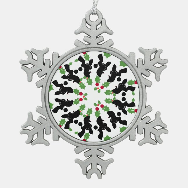Poodle Star Snowflake Pewter Christmas Ornament (Front)