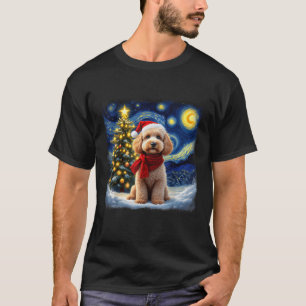 Poodle Starry Night Christmas Van Gogh Dog Santa H T-Shirt