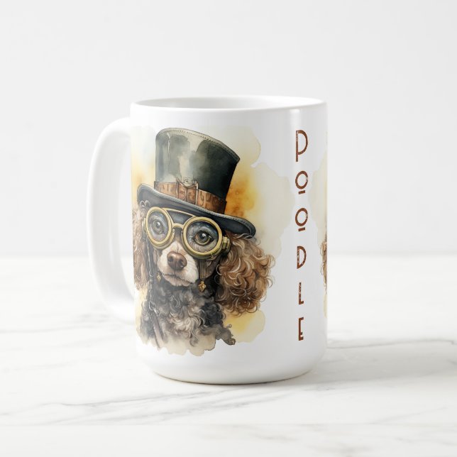 Poodle Steampunk Dog Coffee Mug (Front Left)