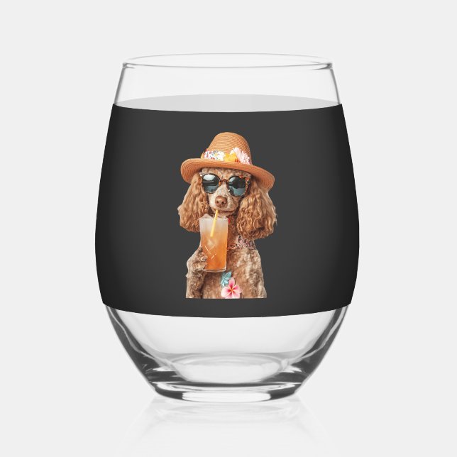 Poodle Stemless Wine Glass (Front)