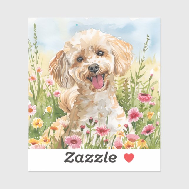 Poodle Sticker – Watercolor Design (Sheet)