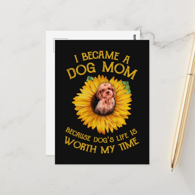 Poodle Sunflower Because Dog's Life Worth My Time  Postcard (Front/Back In Situ)