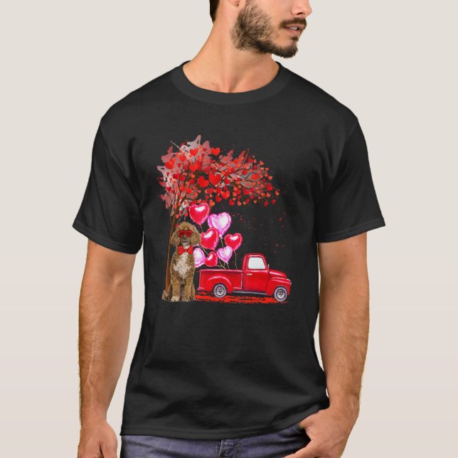 Poodle Sunglasses Hearts Tree Pickup Truck Dog  Co T-Shirt (Front)