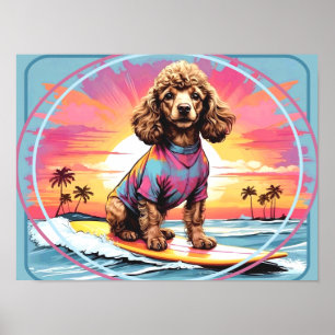 Poodle Surfing Poster