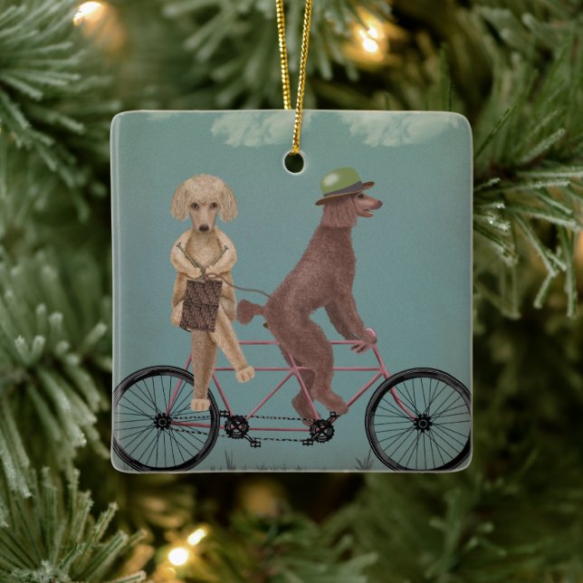 Poodle Tandem Ceramic Ornament (Tree)