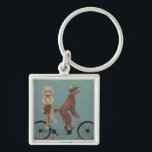 Poodle Tandem Key Ring<br><div class="desc">Poodle Tandem by Fabfunky. Features poodles riding a bicycle in a whimsical,  steampunk style. | 192042D</div>