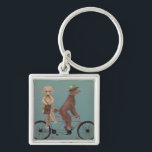 Poodle Tandem Key Ring<br><div class="desc">Poodle Tandem by Fabfunky. Features poodles riding a bicycle in a whimsical,  steampunk style. | 192042D</div>
