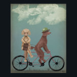 Poodle Tandem Poster<br><div class="desc">Poodle Tandem by Fabfunky. Features poodles riding a bicycle in a whimsical,  steampunk style. | 192042D</div>
