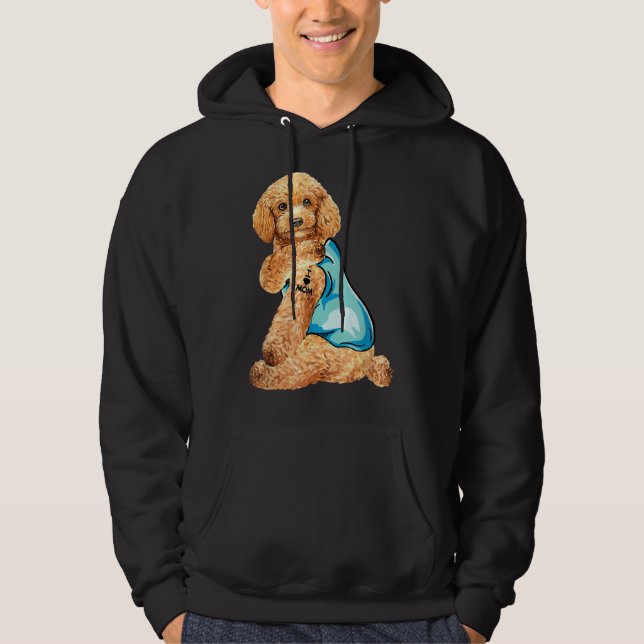 Poodle Tattoos I Love Mum Sitting Funny Gift Mothe Hoodie (Front)