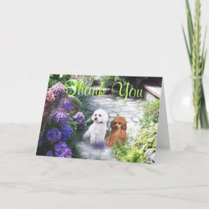 Poodle Thank You Card Hydrangeas