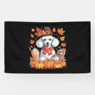 Poodle Thanksgiving Drinks Coffee Fall Leaves Pump Banner