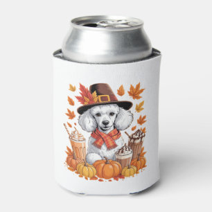 Poodle Thanksgiving Drinks Coffee Fall Leaves Pump Can Cooler