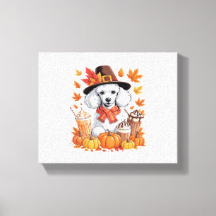 Poodle Thanksgiving Drinks Coffee Fall Leaves Pump Canvas Print