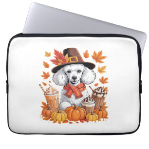 Poodle Thanksgiving Drinks Coffee Fall Leaves Pump Laptop Sleeve