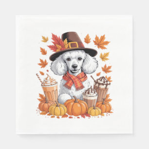 Poodle Thanksgiving Drinks Coffee Fall Leaves Pump Napkin