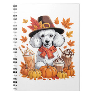 Poodle Thanksgiving Drinks Coffee Fall Leaves Pump Notebook