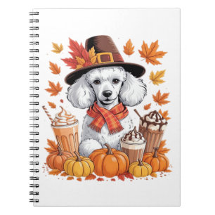 Poodle Thanksgiving Drinks Coffee Fall Leaves Pump Notebook