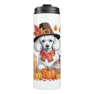 Poodle Thanksgiving Drinks Coffee Fall Leaves Pump Thermal Tumbler