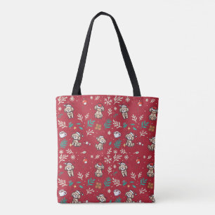 Poodle Tote Bag Christmas Floral Cute Holiday Gift