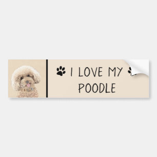 Poodle (Toy, Miniature) Painting Original Dog Art Bumper Sticker