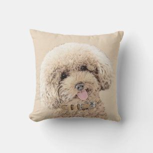Poodle (Toy, Miniature) Painting Original Dog Art Cushion