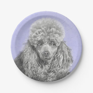 Poodle (Toy, Miniature) Painting Original Dog Art Paper Plate