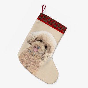 Poodle (Toy, Miniature) Painting Original Dog Art Small Christmas Stocking