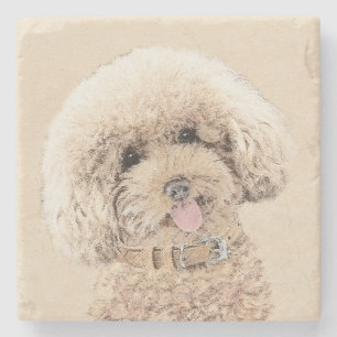 Poodle (Toy, Miniature) Painting Original Dog Art Stone Coaster