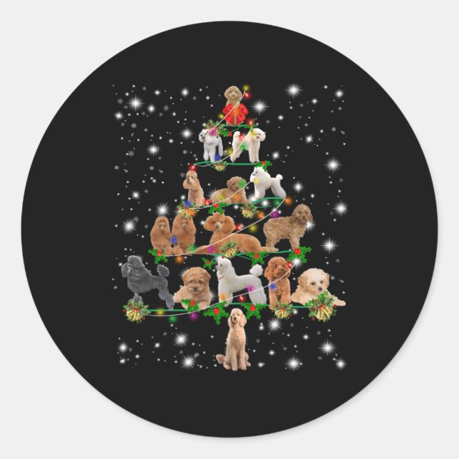 Poodle Tree Decor Ornat Classic Round Sticker (Front)