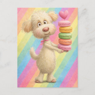 Poodle Valentine Card – Puppy Love with Macarons