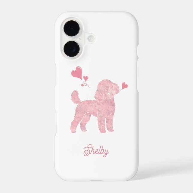 Poodle Valentine - Pastel Pink Custom Phone Case (Back)