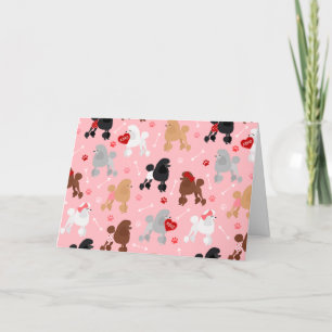 Poodle Valentine Pattern Holiday Card