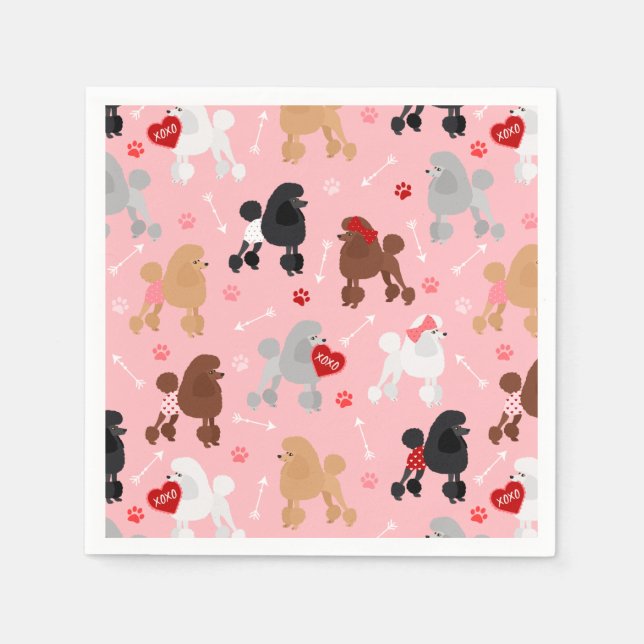 Poodle Valentine Pattern Napkin (Front)