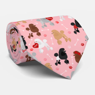 Poodle Valentine Pattern Tie