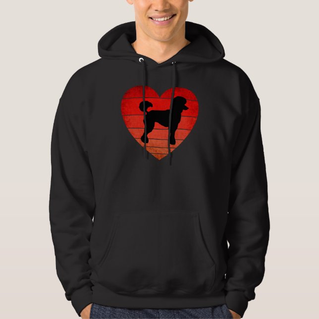 Poodle Valentine Vintage Heart Sunset Hoodie (Front)