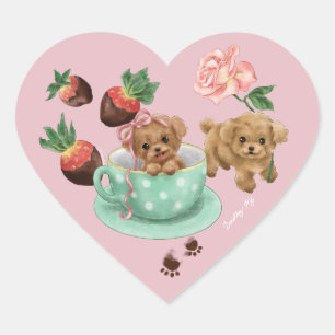 Poodle Valentine's Day Heart Sticker